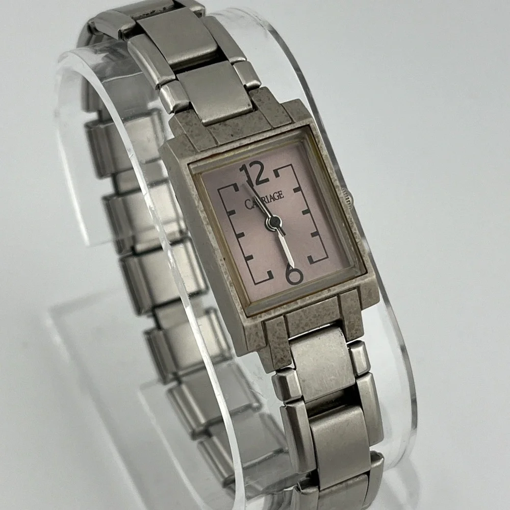 Carriage Timex Watch Women 18mm Case Silver‎ Stretch Band- New Battery